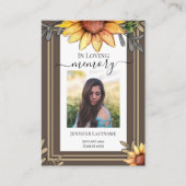 Zonnebloem Eenvoudige foto Funeral Keepomwille Visitekaartje (Voorkant)