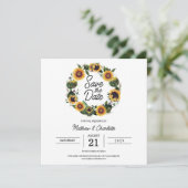 Zonnebloem Eenvoudige Moderne Bruiloft Save The Date (Staand voorkant)