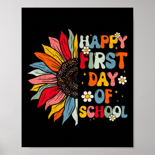 Zonnebloem Eerste Dag van de School Leraar Einde J Poster (Voorkant)