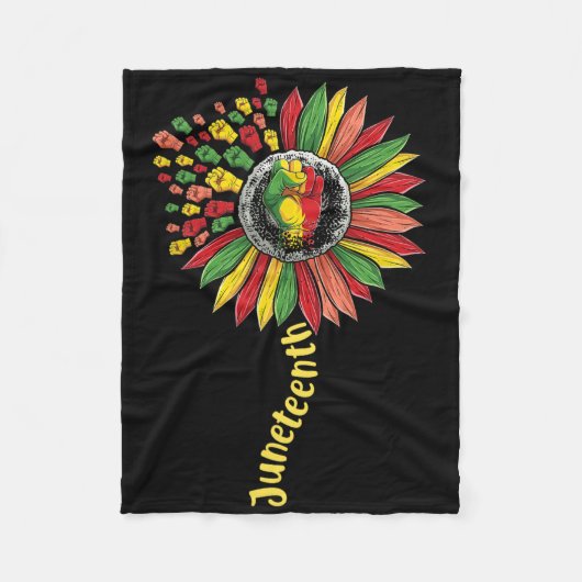 Zonnebloem Eerste Junetetiende Black History Afrik Fleece Deken (Voorkant)