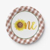 Zonnebloem, eerste verjaardag, Borden - ÉÉN Papieren Bordje (Voorkant)