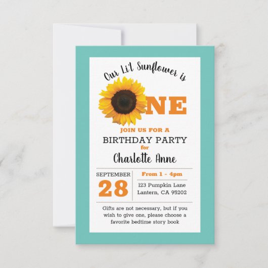 Zonnebloem Eerste verjaardag Kaart (Voorkant)