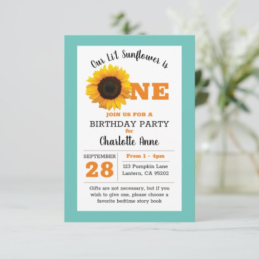 Zonnebloem Eerste verjaardag Kaart (Staand voorkant)