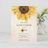 Zonnebloem eerste verjaardag kleine zonneschijn sj kaart (Staand voorkant)