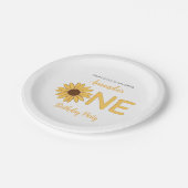 Zonnebloem Eerste verjaardag Papieren Bordje (Gekanteld)