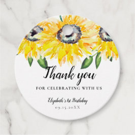 Zonnebloem Eerste Waterverf Floral 1st Bedankjes Labels