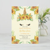 Zonnebloem Eicorn Gele Stomme Meisjes Kaart (Staand voorkant)