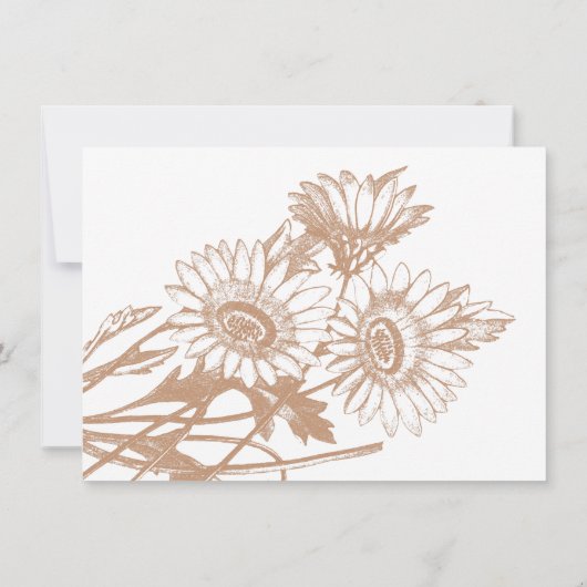 Zonnebloem Elegance | Minimale Roos Gold Wedding Kaart (Achterkant)