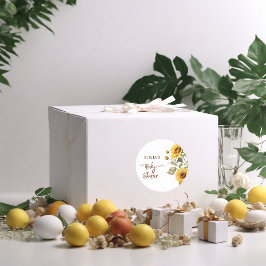 Zonnebloem Elegant Boho Floral Baby shower Ronde Sticker