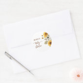 Zonnebloem Elegant Boho Floral Baby shower Ronde Sticker (Envelop)