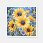 Zonnebloem Elegant met zachte blauwe wilde bloemen Servet (Voorkant)