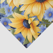 Zonnebloem Elegant met zachte blauwe wilde bloemen Tissuepapier (Detail)