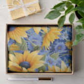 Zonnebloem Elegant met zachte blauwe wilde bloemen Tissuepapier (Geschenk)
