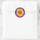 Zonnebloem Elegant Paarse bruiloft gunst Ronde Sticker (Tas)