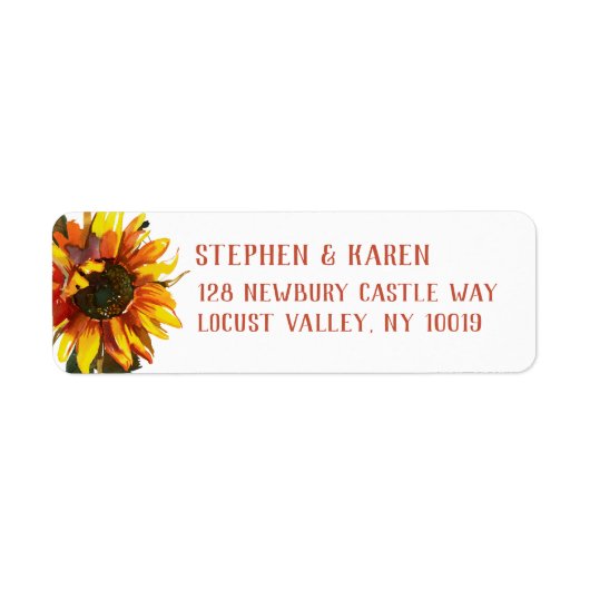 Zonnebloem Elegant Return Address Label (Voorkant)