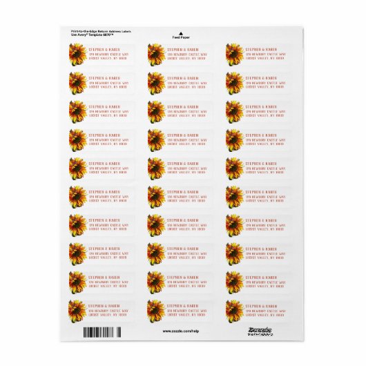 Zonnebloem Elegant Return Address Label (Full Sheet)