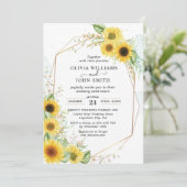  Zonnebloem Elegant Romantic Greenery - F030 Invit Kaart (Staand voorkant)