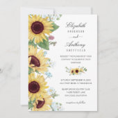 Zonnebloem Elegant Rustic Floral Wedding Kaart (Voorkant)