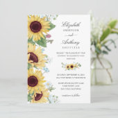 Zonnebloem Elegant Rustic Floral Wedding Kaart (Staand voorkant)