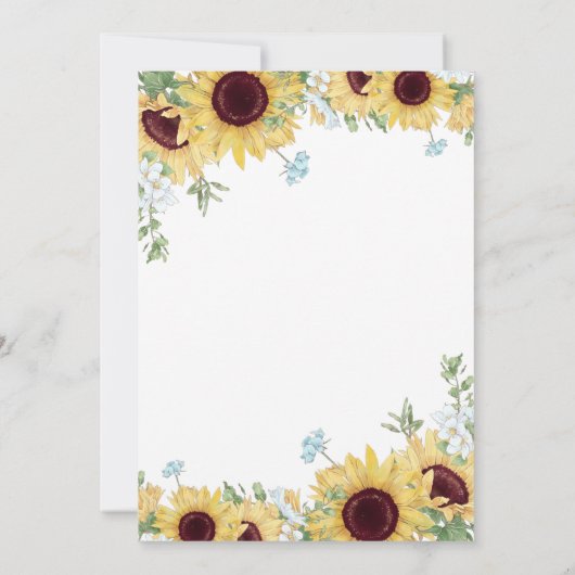 Zonnebloem Elegant Rustic Floral Wedding Kaart (Achterkant)