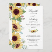 Zonnebloem Elegant Rustic Floral Wedding Kaart (Voorkant / Achterkant)