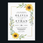Zonnebloem Elegant Rustic Geometric Gold Kaart<br><div class="desc">Zonnebloem Elegant Rustic Geometric Gold Wedding InvitationDesign kenmerkt waterverf groen,  zonnebloemen.</div>