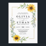 Zonnebloem Elegant Rustic Geometric Gold Kaart<br><div class="desc">Zonnebloem Elegant Rustic Geometric Gold Wedding InvitationDesign kenmerkt waterverf groen,  zonnebloemen.</div>