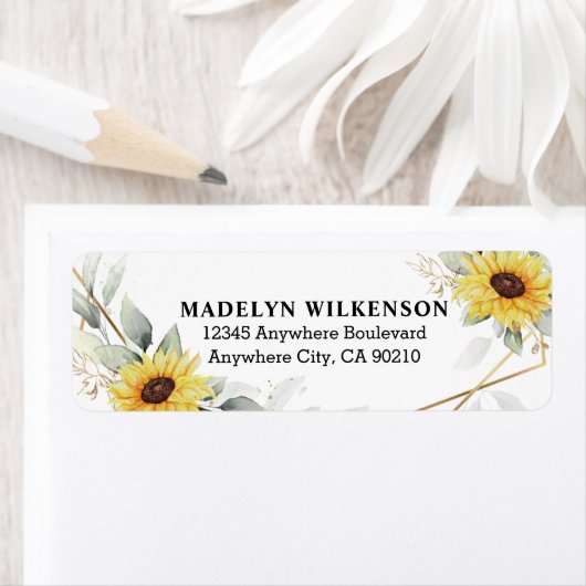 Zonnebloem Elegant Rustic Geometric Gold Wedding Etiket (Insitu)