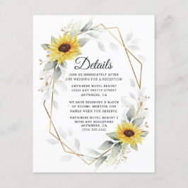 Zonnebloem Elegant Rustic Geometric Gold Wedding Informatiekaartje