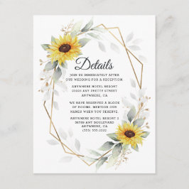 Zonnebloem Elegant Rustic Geometric Gold Wedding Informatiekaartje