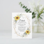 Zonnebloem Elegant Rustic Geometric Gold Wedding Informatiekaartje (Staand voorkant)