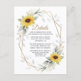 Zonnebloem Elegant Rustic Geometric Gold Wedding Informatiekaartje