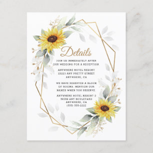 Zonnebloem Elegant Rustic Geometric Gold Wedding Informatiekaartje