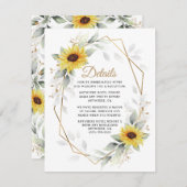 Zonnebloem Elegant Rustic Geometric Gold Wedding Informatiekaartje (Voorkant / Achterkant)