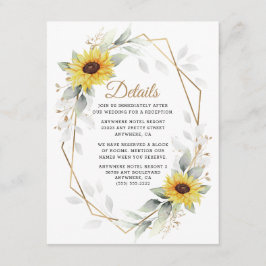 Zonnebloem Elegant Rustic Geometric Gold Wedding Informatiekaartje