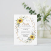 Zonnebloem Elegant Rustic Geometric Gold Wedding Informatiekaartje (Staand voorkant)