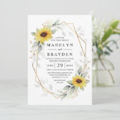 Zonnebloem Elegant Rustic Geometric Gold Wedding Kaart (Staand voorkant)