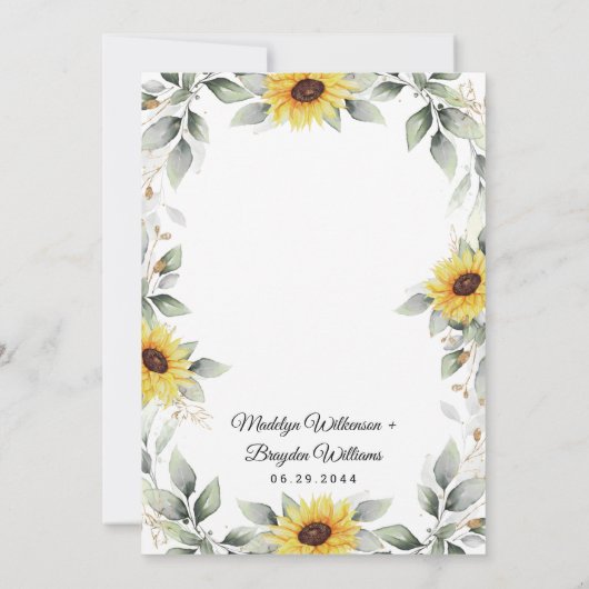 Zonnebloem Elegant Rustic Geometric Gold Wedding Kaart (Achterkant)