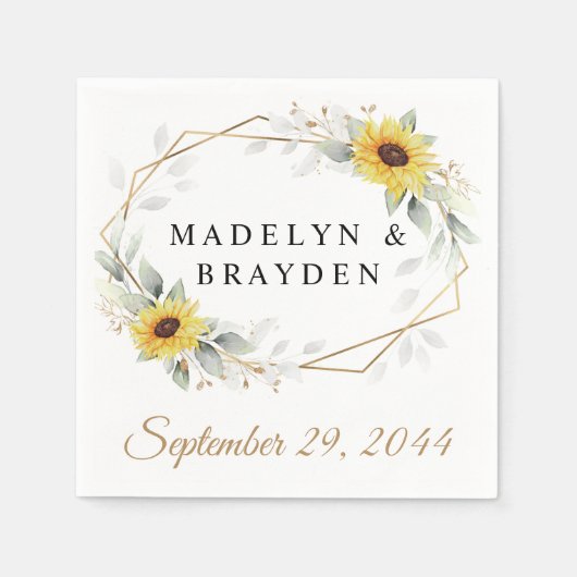 Zonnebloem Elegant Rustic Geometric Gold Wedding Servet (Voorkant)