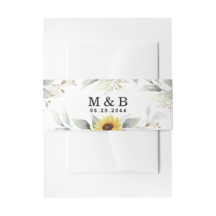 Zonnebloem Elegant Rustic Geometric Gold Wedding Uitnodigingen Wikkel