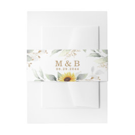 Zonnebloem Elegant Rustic Geometric Gold Wedding Uitnodigingen Wikkel