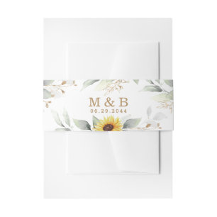 Zonnebloem Elegant Rustic Geometric Gold Wedding Uitnodigingen Wikkel