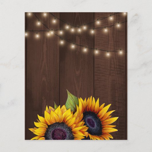 Zonnebloem, elegant script, bruinhout bruiloft (Achterkant)