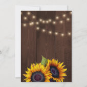 Zonnebloem, elegant script, bruinhout bruiloft kaart (Achterkant)