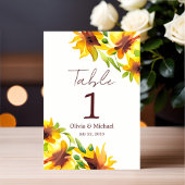 Zonnebloem Elegant Waterverf bruiloft Kaart