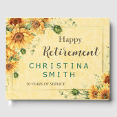 Zonnebloem Elegant Waterverf Pensioen Partij Gastenboek (Voorkant)