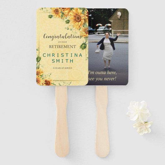 Zonnebloem Elegant Waterverf Pensioen Partij Handwaaier (Voorkant en achterkant)