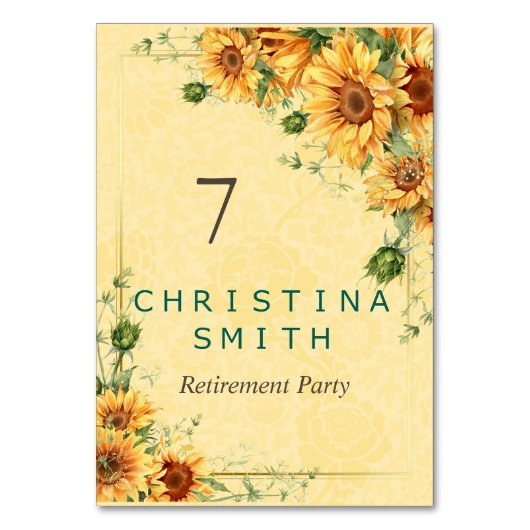 Zonnebloem Elegant Waterverf Pensioen Partij Kaart (Voorkant)