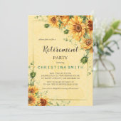 Zonnebloem Elegant Waterverf Pensioen Partij Kaart (Staand voorkant)