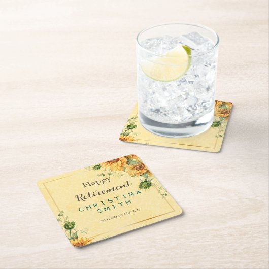 Zonnebloem Elegant Waterverf Pensioen Partij Kartonnen Onderzetters (Insitu)